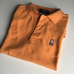 Orange Psycho Bunny polo shirt size 7